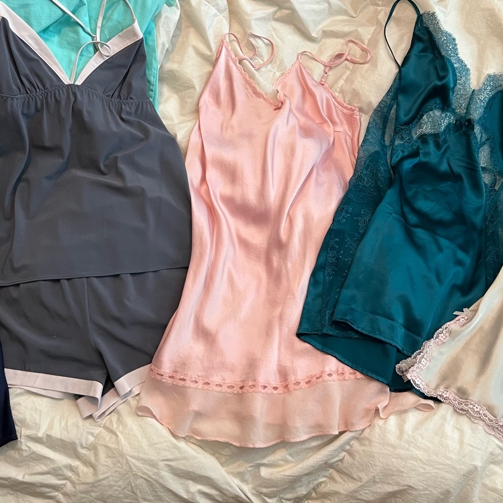 Victoria's Secret Pink and Green Chemises with Lace Details